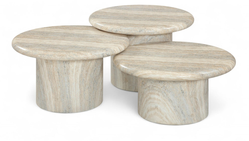 Meridian Furniture Emara Travertine Finish Concrete Fiberglass 3 Piece Indoor Outdoor Coffee Table Set 233Travertine-CT-3PC
