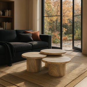 Meridian Furniture Emara Travertine Finish Concrete Fiberglass 3 Piece Indoor Outdoor Coffee Table Set 233Travertine-CT-3PC