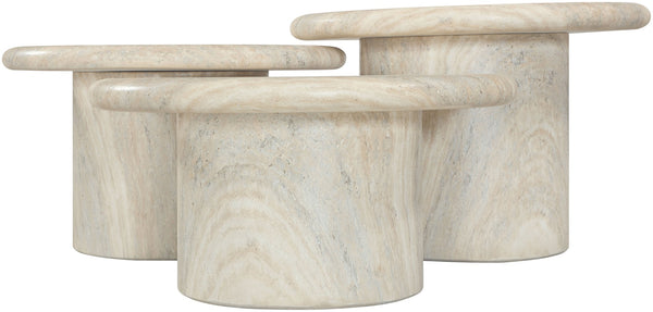 Meridian Furniture Emara Travertine Finish Concrete Fiberglass 3 Piece Indoor Outdoor Coffee Table Set 233Travertine-CT-3PC