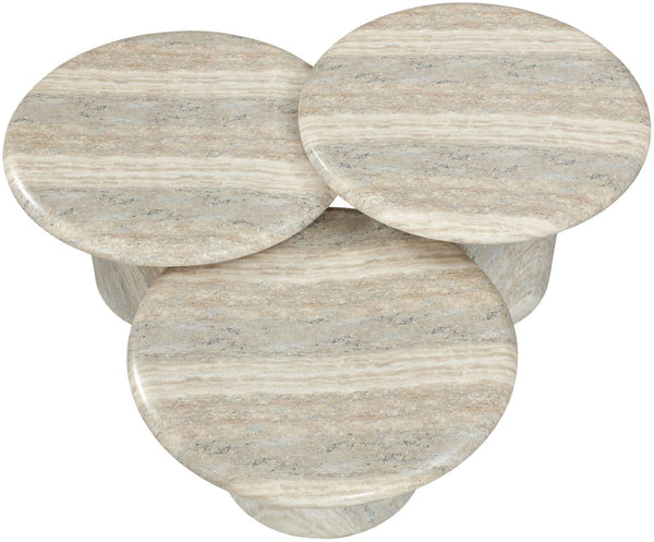 Meridian Furniture Emara Travertine Finish Concrete Fiberglass 3 Piece Indoor Outdoor Coffee Table Set 233Travertine-CT-3PC