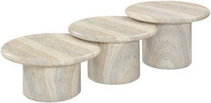 Meridian Furniture Emara Travertine Finish Concrete Fiberglass 3 Piece Indoor Outdoor Coffee Table Set 233Travertine-CT-3PC