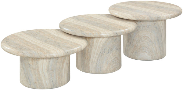 Meridian Furniture Emara Travertine Finish Concrete Fiberglass 3 Piece Indoor Outdoor Coffee Table Set 233Travertine-CT-3PC