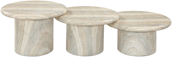 Meridian Furniture Emara Travertine Finish Concrete Fiberglass 3 Piece Indoor Outdoor Coffee Table Set 233Travertine-CT-3PC