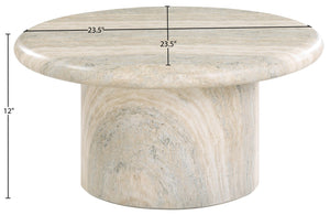 Meridian Furniture Emara Travertine Finish Concrete Fiberglass Round Coffee Table for Patio or Living Room 233Travertine-CT12