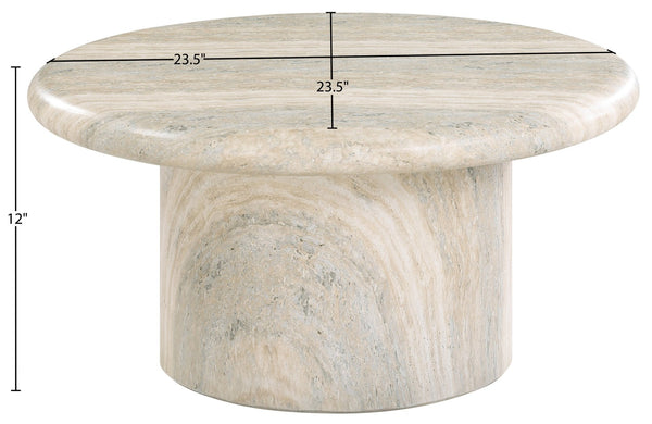 Meridian Furniture Emara Travertine Finish Concrete Fiberglass Round Coffee Table for Patio or Living Room 233Travertine-CT12