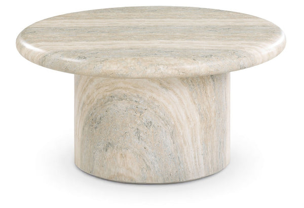 Meridian Furniture Emara Travertine Finish Concrete Fiberglass Round Coffee Table for Patio or Living Room 233Travertine-CT12