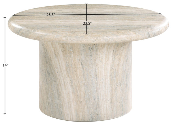 Meridian Furniture Emara Travertine Finish Concrete Fiberglass Round Coffee Table for Indoor Outdoor Use 233Travertine-CT14