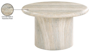 Meridian Furniture Emara Travertine Finish Concrete Fiberglass Round Coffee Table for Indoor Outdoor Use 233Travertine-CT14