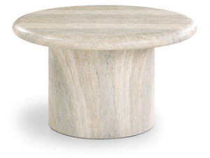 Meridian Furniture Emara Travertine Finish Concrete Fiberglass Round Coffee Table for Indoor Outdoor Use 233Travertine-CT14