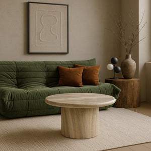 Meridian Furniture Emara Travertine Finish Concrete Fiberglass Round Coffee Table for Indoor Outdoor Use 233Travertine-CT14