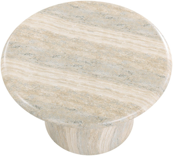 Meridian Furniture Emara Travertine Finish Concrete Fiberglass Round Coffee Table for Indoor Outdoor Use 233Travertine-CT14