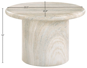 Meridian Furniture Emara Travertine Finish Fiberglass Round Coffee Table for Indoor Outdoor Living 233Travertine-CT16