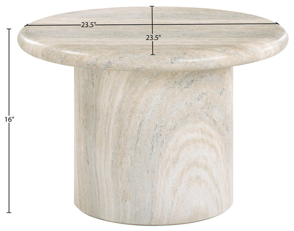 Meridian Furniture Emara Travertine Finish Fiberglass Round Coffee Table for Indoor Outdoor Living 233Travertine-CT16