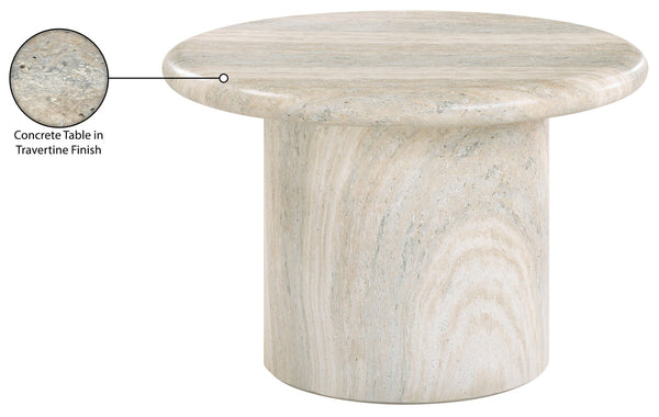 Meridian Furniture Emara Travertine Finish Fiberglass Round Coffee Table for Indoor Outdoor Living 233Travertine-CT16