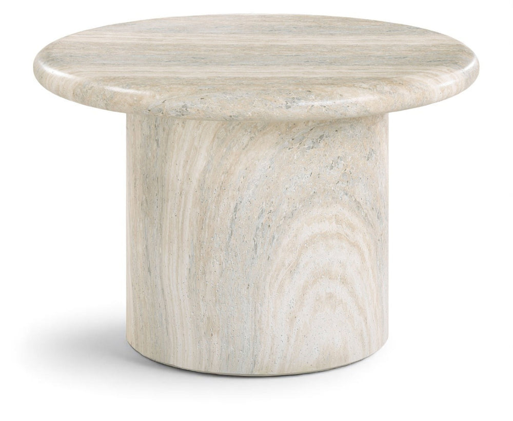 Meridian Furniture Emara Travertine Finish Fiberglass Round Coffee Table for Indoor Outdoor Living 233Travertine-CT16