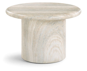 Meridian Furniture Emara Travertine Finish Fiberglass Round Coffee Table for Indoor Outdoor Living 233Travertine-CT16