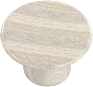 Meridian Furniture Emara Travertine Finish Fiberglass Round Coffee Table for Indoor Outdoor Living 233Travertine-CT16