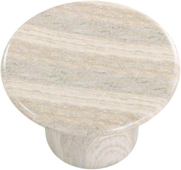 Meridian Furniture Emara Travertine Finish Fiberglass Round Coffee Table for Indoor Outdoor Living 233Travertine-CT16