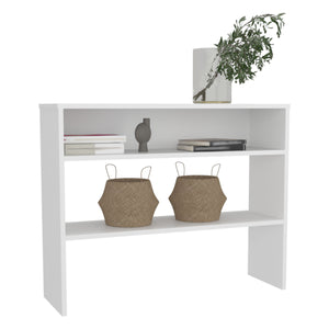 English Elm Library Library Desk with Two Open Shelves and Two Legs, Compact Engineered Wood Study Organizer White 39.76 L x 12.2 W x 3.54 H B097P250859