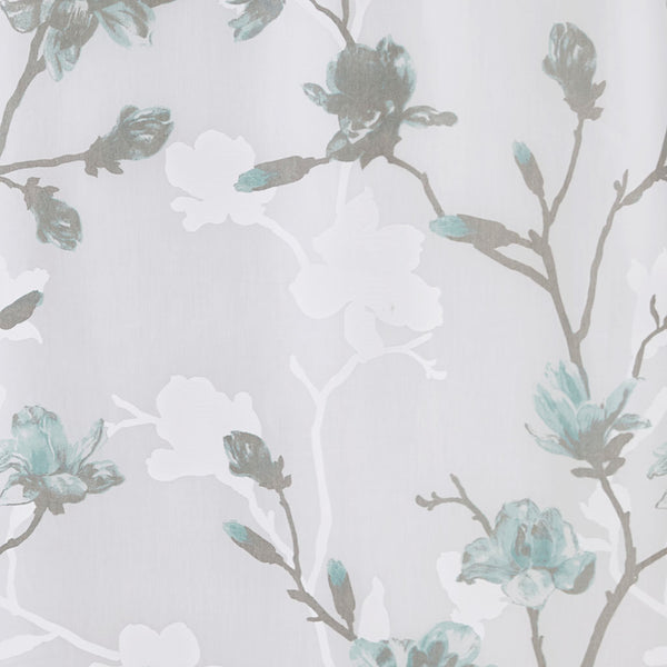 JLA Home Madison Park - Floral Magnolia Burnout Shower Curtain with Attached Microfiber Liner, 72"x72" Aqua Grey Elegance MP70-6421