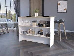 English Elm Crete Kitchen Island Bar Table with 3-Tier Shelves, Multicolor Particle Board, 47.2"x23.6" Workspace B128S00148