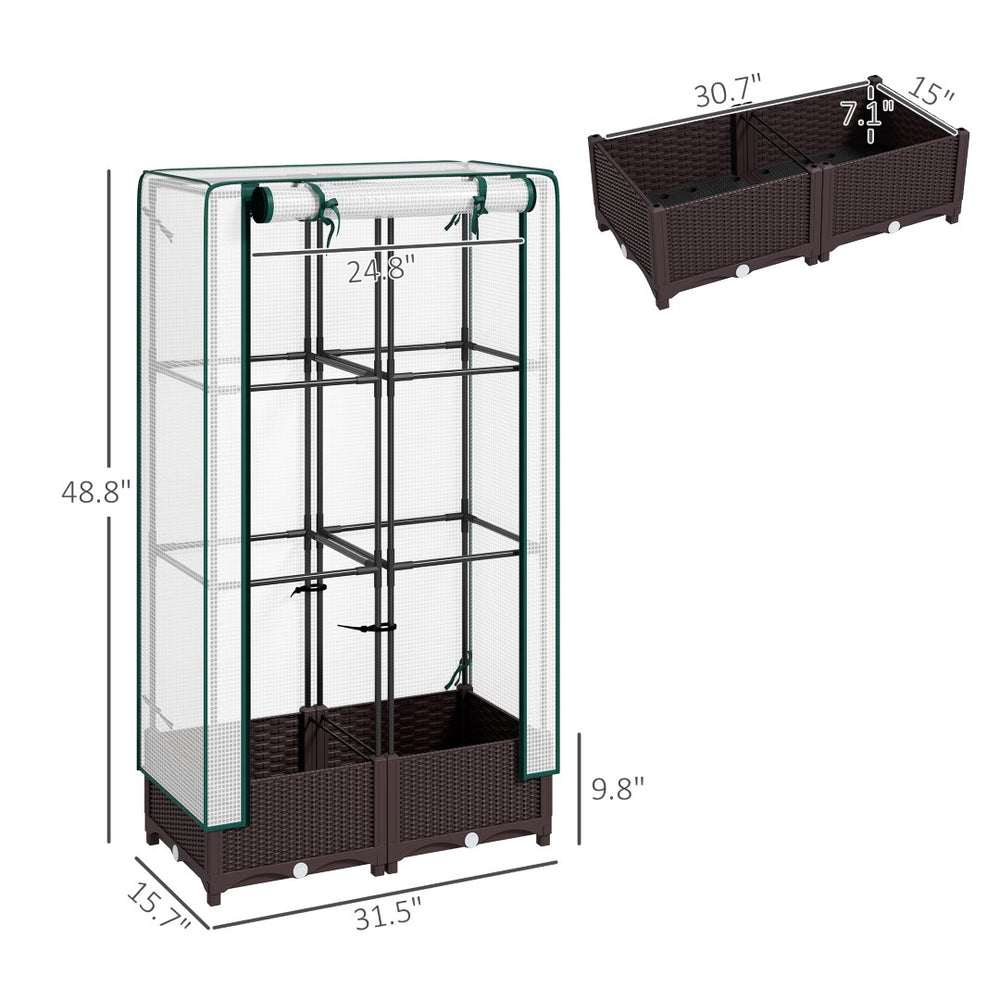 English Elm Outdoor Raised Garden Bed with Steel Trellis Pe Cover Drainage and Zipper Vent Door T3971P425377