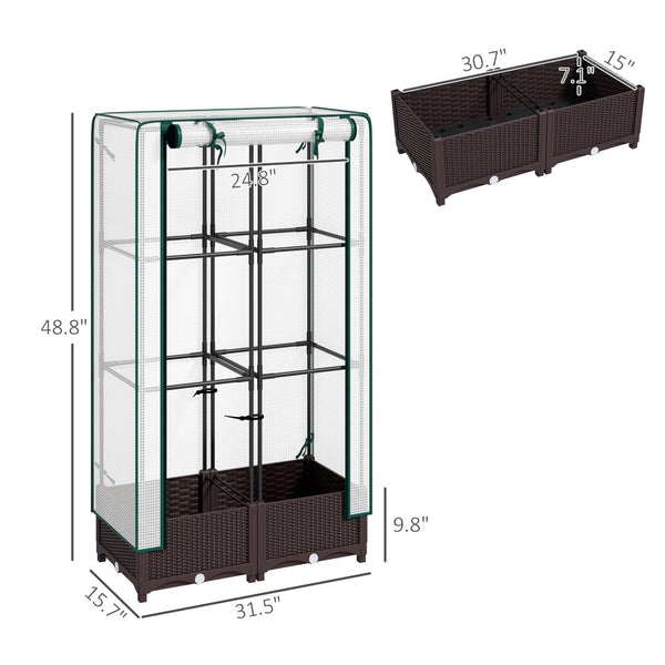 English Elm Outdoor Raised Garden Bed with Steel Trellis Pe Cover Drainage and Zipper Vent Door T3971P425377