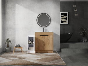English Elm 42 Inch Freestanding Bathroom Vanity With Ceramic Sink, Soft-Close Doors & Ample Storage Solutions W999S00309