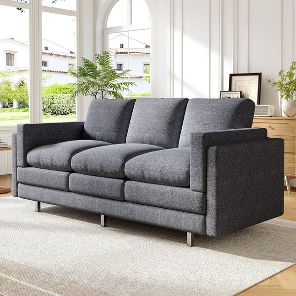 English Elm Modern Three Seat Chenille Sofa with Pocket Spring Cushions for Living Rooms Grey N763P351754E