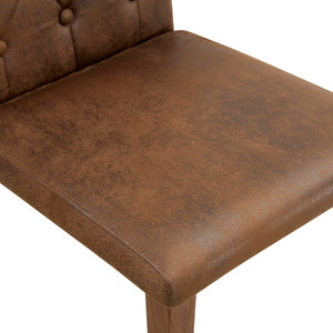English Elm Table and Chair Set Walnut Round Dining for Four with Tufted Suede Seats W1151S04853