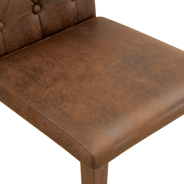 English Elm Table and Chair Set Walnut Round Dining for Four with Tufted Suede Seats W1151S04853