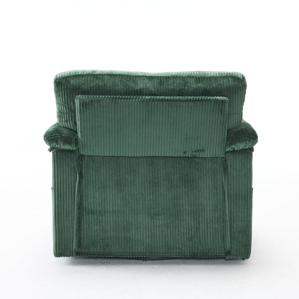 English Elm 33 Inch Oversized Swivel Corduroy Lounge Chair with Plush Chenille Cushioning and Support Springs Green W1829P265011