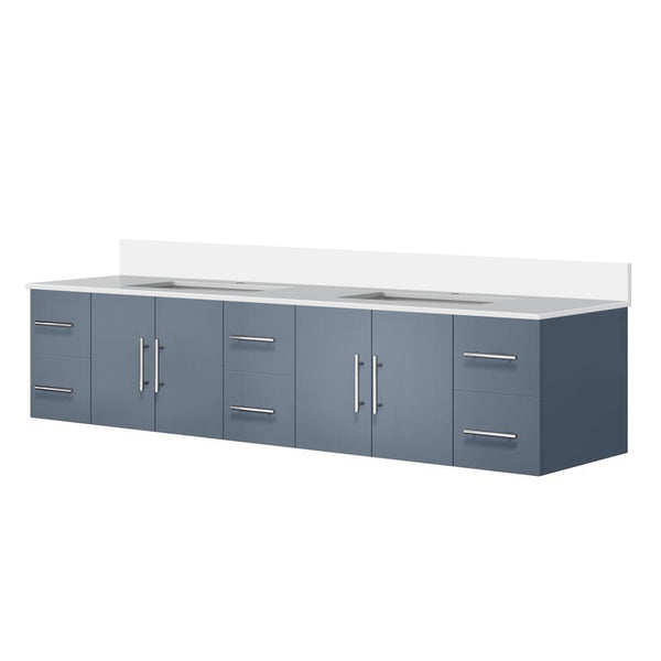 English Elm Dark Grey Double Bath Vanity 84" W x 22" D with White Quartz Top, Solid Wood, Soft-Close Drawers, Ample Storage B2731P258747