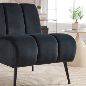 English Elm 24.4" Wide Armless Velvet Accent Chair With Black Metal Legs For Stylish Living Room & Office Use W3098P308779