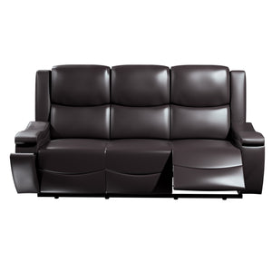 English Elm Recliner Plush 3-Seat Manual Sofa with Hidden Cup Holders, Headrest Support for Ultimate Comfort and Style Espresso 81 L x 31 W x 26 H B089P240487