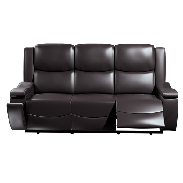 English Elm Recliner Plush 3-Seat Manual Sofa with Hidden Cup Holders, Headrest Support for Ultimate Comfort and Style Espresso 81 L x 31 W x 26 H B089P240487