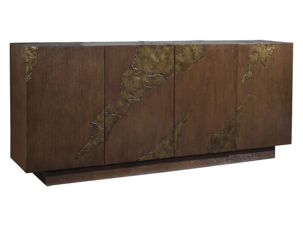 Lexington Artistica Home Contango Media Console - Exquisite Modern Design With Unique Finishes And Functional Storage Solutions Dark Brown Wood 2340-907