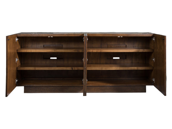 Lexington Artistica Home Contango Media Console - Exquisite Modern Design With Unique Finishes And Functional Storage Solutions Dark Brown Wood 2340-907