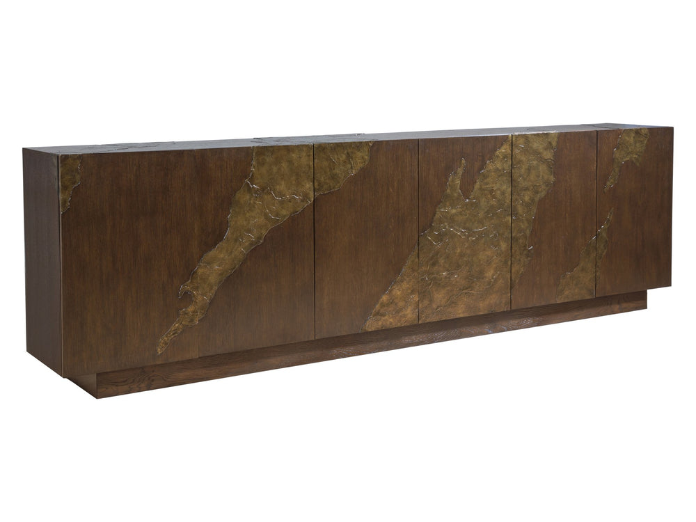 Lexington Artistica Home Contango Media Console - Exquisite Modern Design With Unique Finishes And Functional Storage Solutions Dark Brown Wood 2340-908