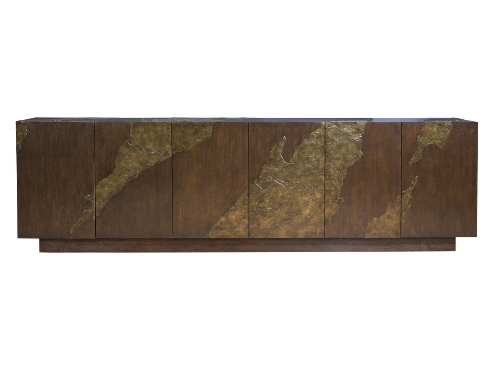 Lexington Artistica Home Contango Media Console - Exquisite Modern Design With Unique Finishes And Functional Storage Solutions Dark Brown Wood 2340-908