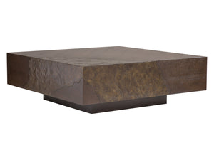 Lexington Artistica Home Contango Overscaled Square Cocktail Table With Unique Bronze Inserts And Rich Brown Oak Finish Dark Brown Wood 2340-947