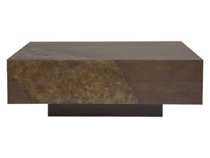 Lexington Artistica Home Contango Overscaled Square Cocktail Table With Unique Bronze Inserts And Rich Brown Oak Finish Dark Brown Wood 2340-947