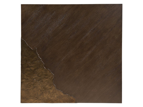 Lexington Artistica Home Contango Overscaled Square Cocktail Table With Unique Bronze Inserts And Rich Brown Oak Finish Dark Brown Wood 2340-947