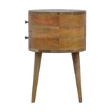 English Elm Solid Wood Rounded Nightstand Table