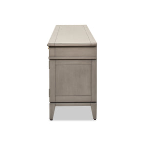 English Elm Jennifer Taylor Home - Dauphin 71" TV Stand Console Table in Grey Cashmere Wood with Gold Accents, Ample Storage, Assembled B2719P238490
