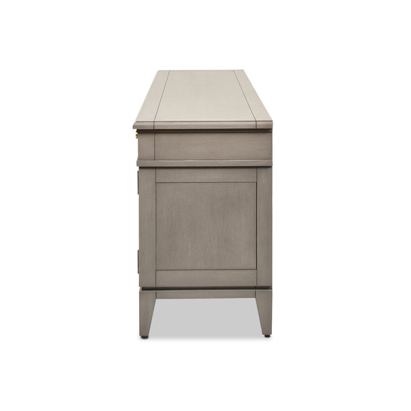 English Elm Jennifer Taylor Home - Dauphin 71" TV Stand Console Table in Grey Cashmere Wood with Gold Accents, Ample Storage, Assembled B2719P238490
