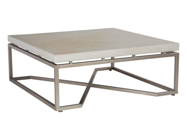 Lexington Artistica Home Vara Contemporary Cocktail Table With Unique White Onyx Top And Elegant Champagne Silver Base Champagne Wood 2341-947