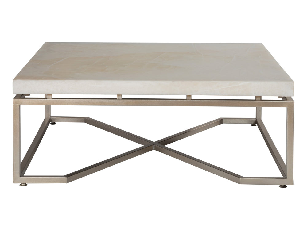 Lexington Artistica Home Vara Contemporary Cocktail Table With Unique White Onyx Top And Elegant Champagne Silver Base Champagne Wood 2341-947