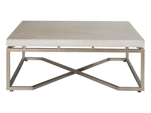 Lexington Artistica Home Vara Contemporary Cocktail Table With Unique White Onyx Top And Elegant Champagne Silver Base Champagne Wood 2341-947