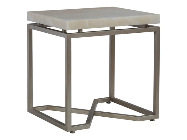 Lexington Artistica Home Vara Stunning Rectangular End Table With Solid White Onyx Top And Unique Champagne Silver Leaf Base Champagne Wood 2341-955